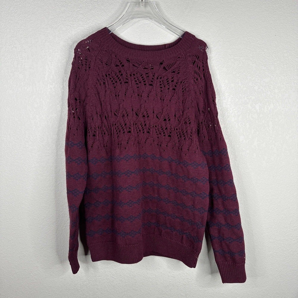 Opening Ceremony Sweater Women's Medium Burgundy Striped 100% Wool Long Sleeve